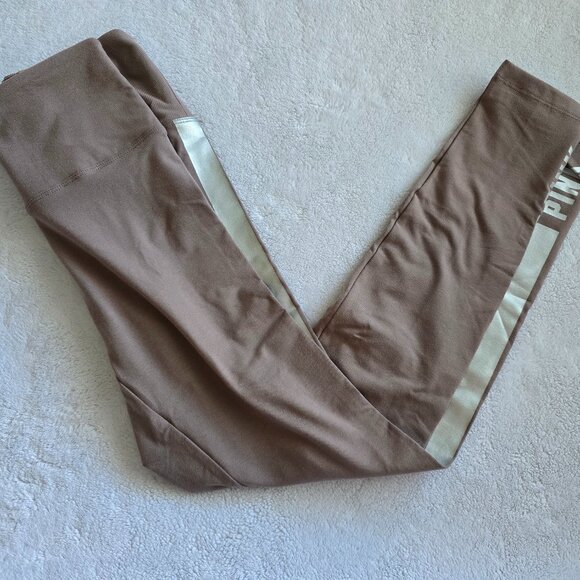 NWT VS PINK M High Waist Full Length Legging Light Mauve w/Silver stripe - Picture 2 of 6